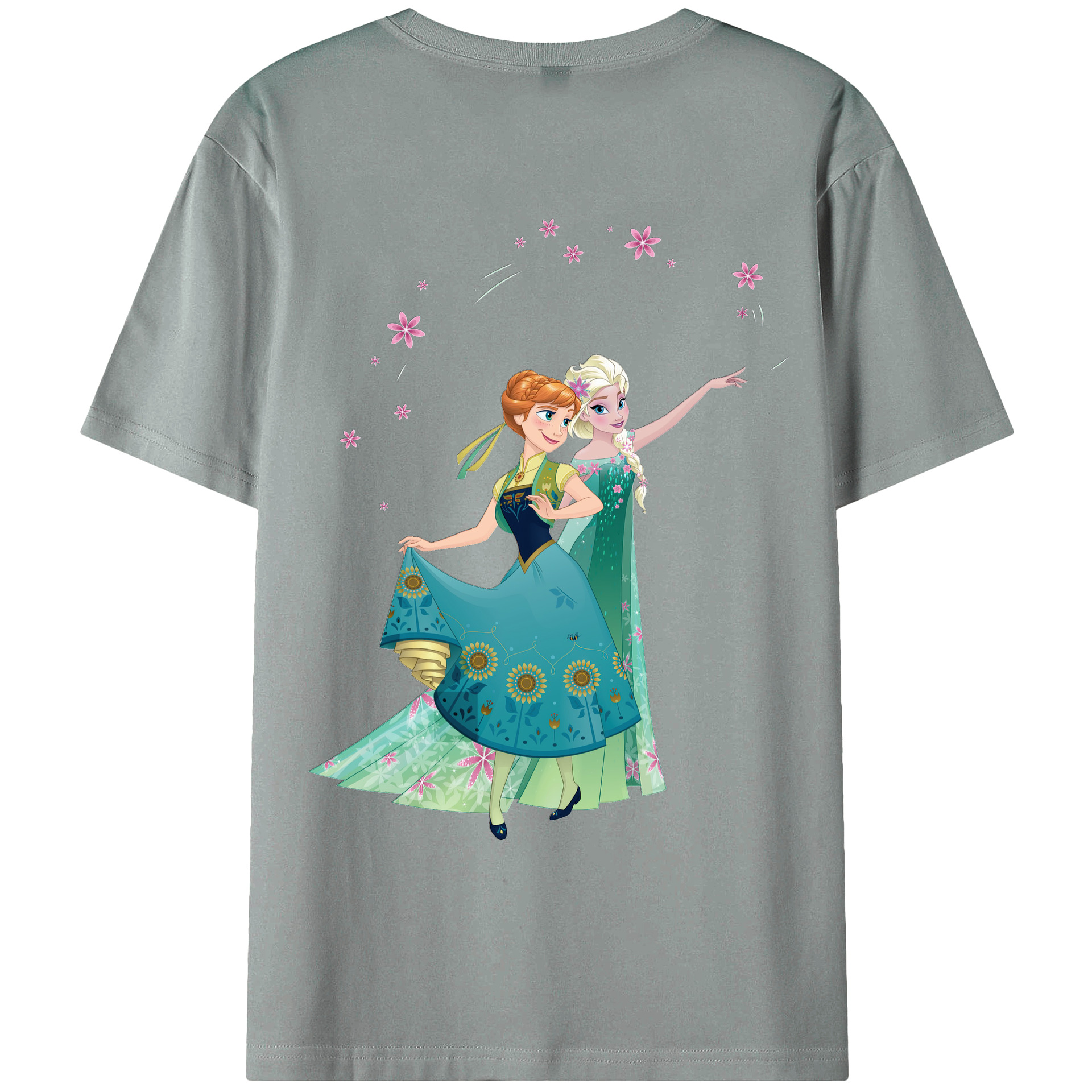 （画像用） アナと雪の女王 アンナ エルサ Frozen Anna Elsa 綿100％ メンズ半袖Tシャツ（バックプリント） 通気性